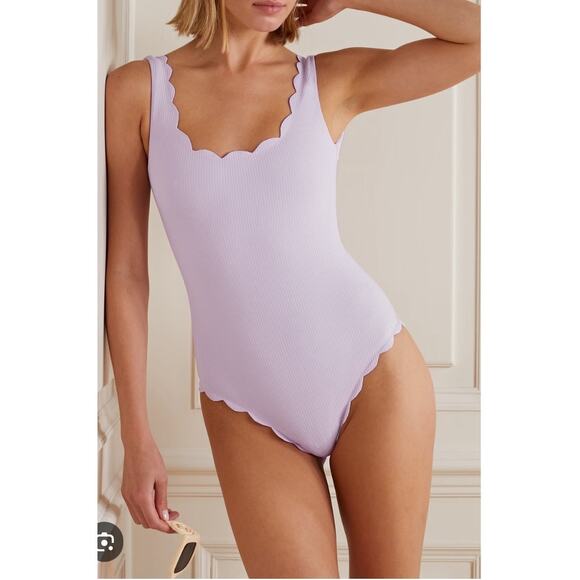Aqua Swimwear Scalloped One pc Swimsuit NWT XL Light Lilac - Picture 1 of 10